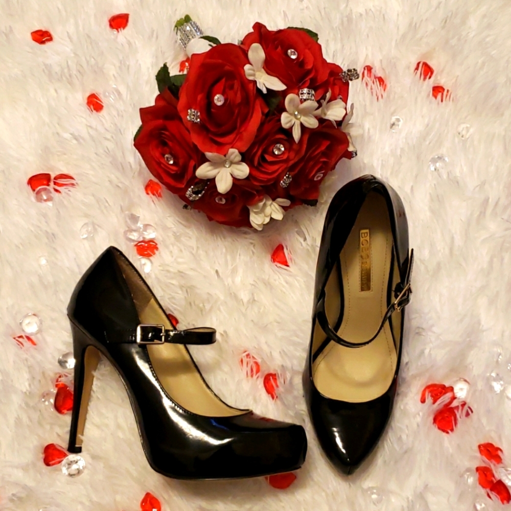 BCBG, Black Patent Leather Heels, Size 7M